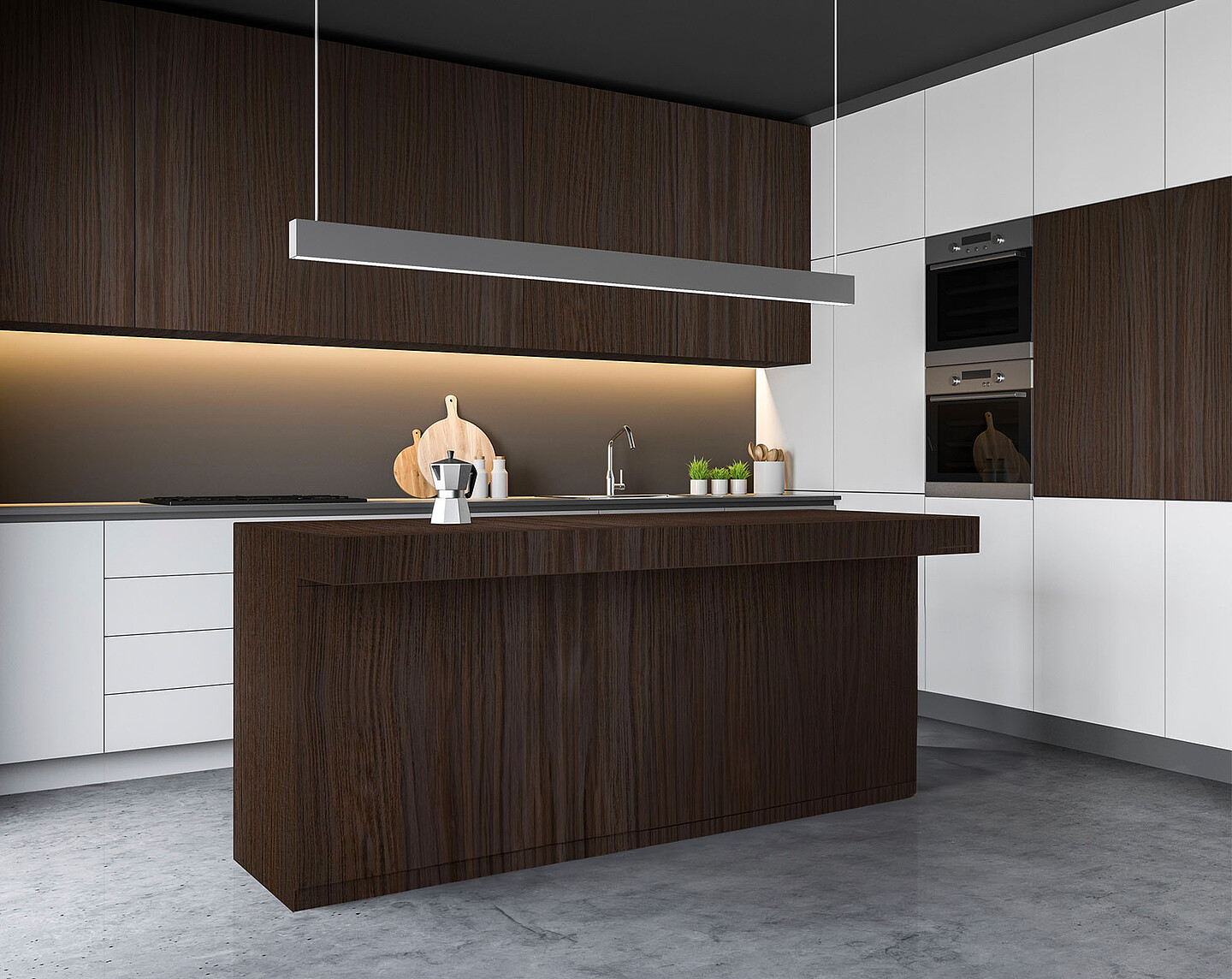 Teak-Optik für Küchenmöbel mit Dünnschichtdekoration von Kurz