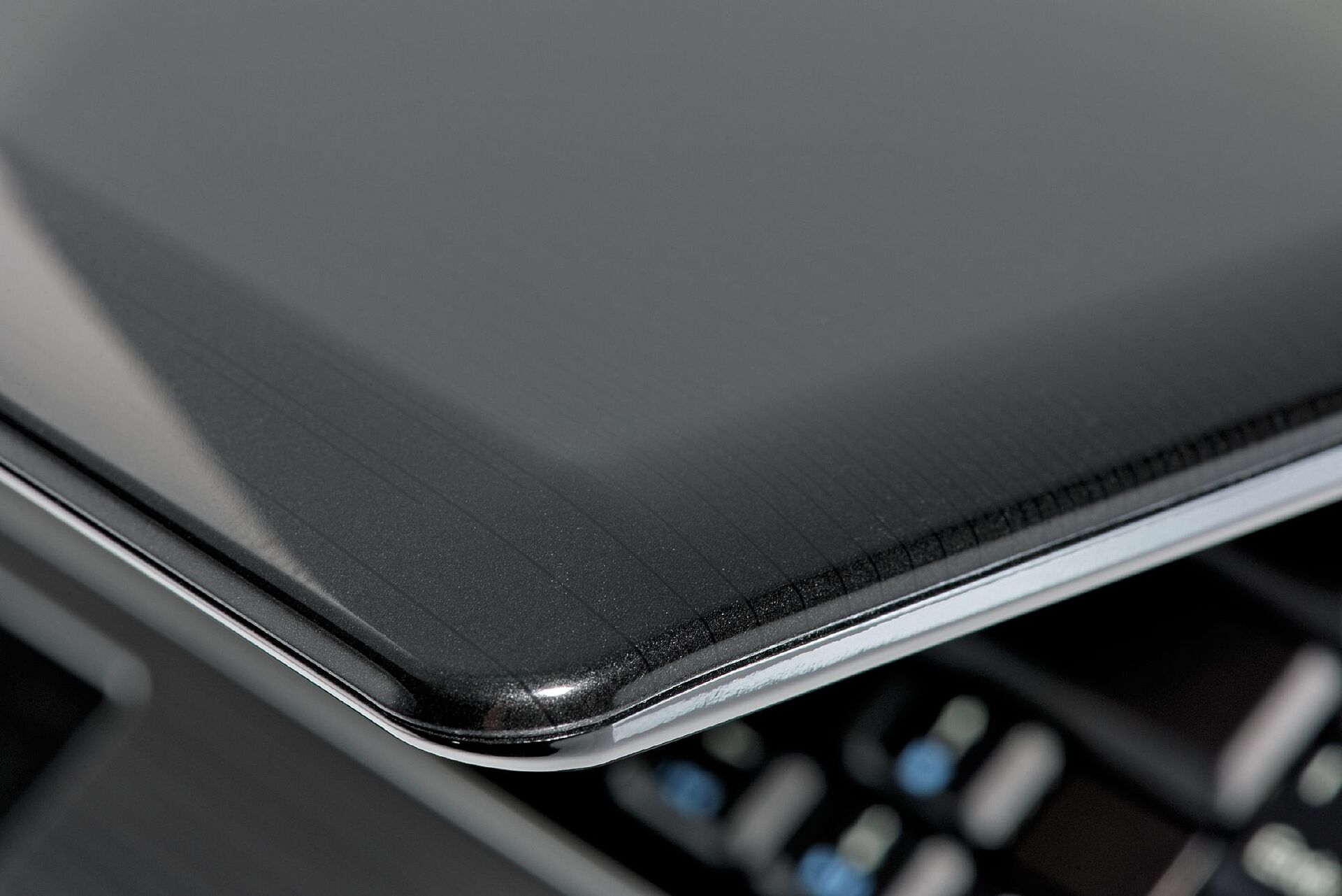 Kunststoffoberfläche Laptop schwarz Detail Ecke
